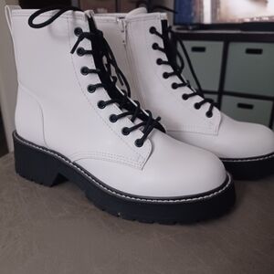 Madden Girl White Combat Boots